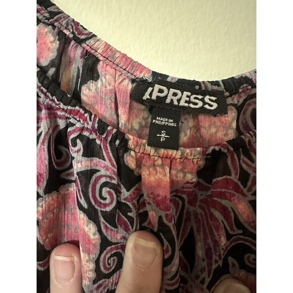 Express Women's Vibrant Floral Colorful Romantic Popover Blouse NWOT Size‎ Small - Picture 2 of 6
